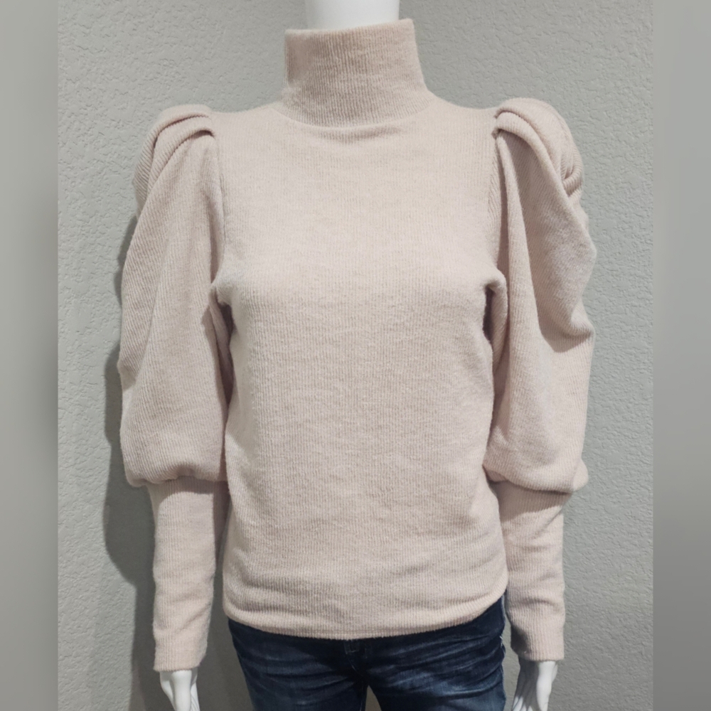 Express Blush Cream Puff Swag Shoulder Sweater